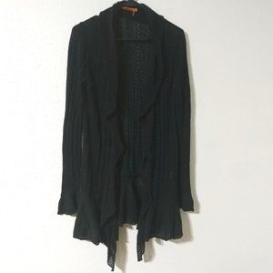 BELLDINI Black Lacey Knit Sweater Duster size: L